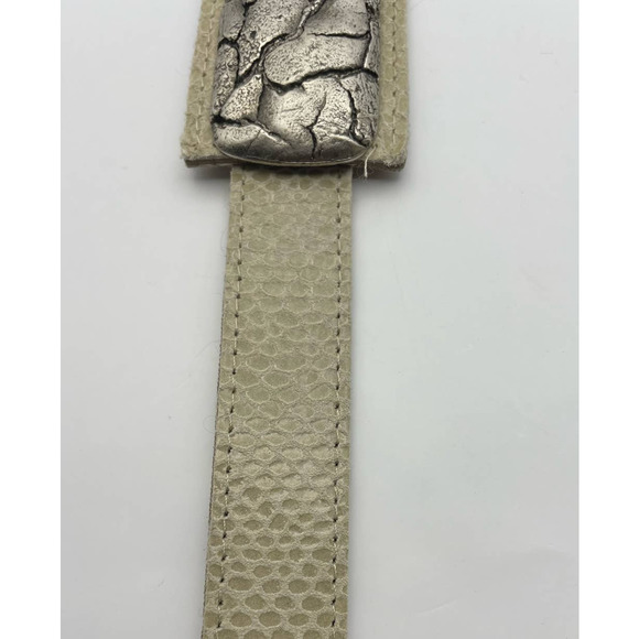 Ornate Beige Belt with Beige Buckle with Mother of Pearl Shell design main image 7